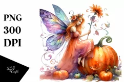 Cute Fairy and Pumpkin Sublimation Clipart Product Image 1