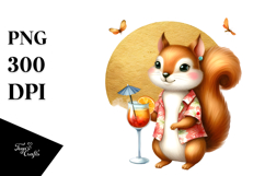 Cute Squirrel Drinking Cocktail PNG Product Image 1