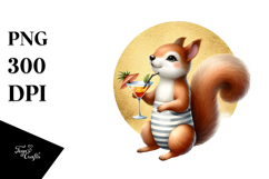 Beachwear Squirrel Drinking a Cocktail, White Background Product Image 1