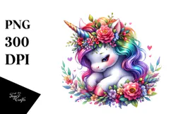 Floral Wreath Unicorn PNG Product Image 1