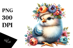 Revolted Baby Chicken with Floral Wreath PNG Product Image 1