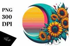 Colorful Sunflowers Half Moon PNG Product Image 3