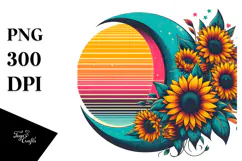 Colorful Sunflowers Half Moon PNG Product Image 1
