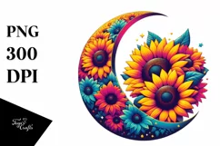 Colorful Sunflowers Half Moon PNG Product Image 3