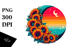 Colorful Sunflowers Half Moon PNG Product Image 1
