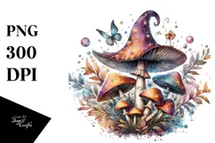 Magical Mushroom Watercolor, Transparent PNG Product Image 1