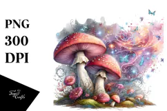Magical Mushroom Watercolor, Transparent PNG Product Image 1