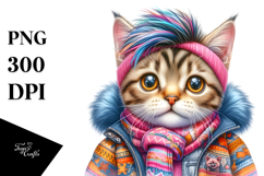 Goofy Baby Cat for Winter PNG Product Image 1