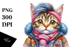 Goofy Baby Cat for Winter PNG Product Image 1