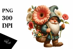 Detailed Digital Gnome Gerbera Bouquet | Clipart Product Image 3
