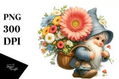 Detailed Digital Gnome Gerbera Bouquet | Clipart Product Image 3