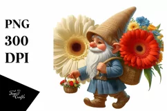 Detailed Digital Gnome Gerbera Bouquet | Clipart Product Image 3