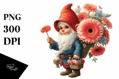 Detailed Digital Gnome Gerbera Bouquet | Clipart Product Image 1