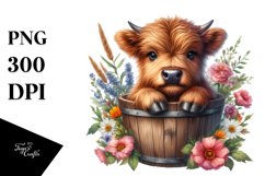 Cute Baby Cow with Flowers PNG Product Image 3