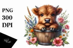 Cute Baby Cow with Flowers PNG Product Image 3
