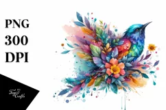 Abstract Vibrant Watercolor Bird PNG Product Image 1