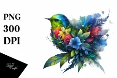 Abstract Vibrant Watercolor Bird PNG Product Image 3