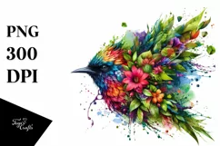 Abstract Vibrant Watercolor Bird PNG Product Image 1