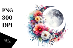 Vibrant Abstract Moon with Flowers | Clipart Product Image 1
