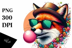 Quirky Fox Portrait with Hat and Chewing Gum | Sublimation | Product Image 3