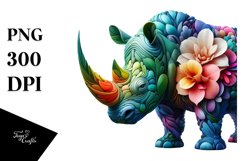 Abstract Vibrant Watercolor Rhino PNG Product Image 1
