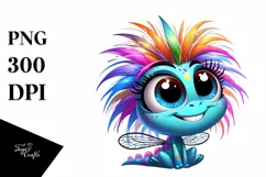 Cute Colorful Cartoon Baby Dragonfly | Sublimation | Clipart Product Image 1