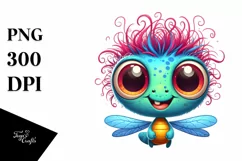 Cute Colorful Cartoon Baby Dragonfly | Sublimation | Clipart Product Image 1