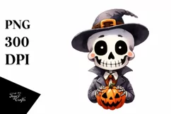 Simple Haloween Clipart with Skull PNG Product Image 1