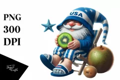 Detailed Digital Gnome with Kiwi | Sublimation | Clipart Product Image 1