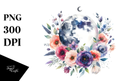 Vibrant Boho Moon with Foliage | Clipart Product Image 1