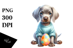 Watercolor Weimaraner with Easter Egg, High Quality Product Image 1