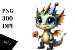Baby Dragon with Party Hat and Boots | Clipart Product Image 1