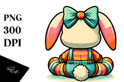 Colorful Retro Bunny Back View PNG Product Image 1