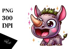 Colorful Cartoon Baby Rhino | Sublimation | Clipart Product Image 1