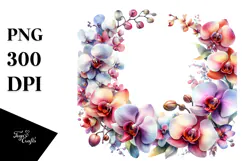 Orchid Floral Frame Illustration, High-Res PNG Product Image 1
