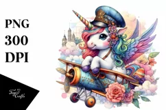 Baby Unicorn Biplane PNG Product Image 3