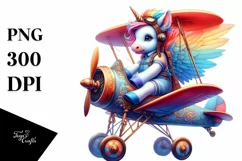 Baby Unicorn Biplane PNG Product Image 3