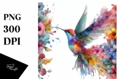 Vibrant Watercolor Hummingbird | Clipart Product Image 1