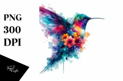 Vibrant Watercolor Hummingbird | Clipart Product Image 1