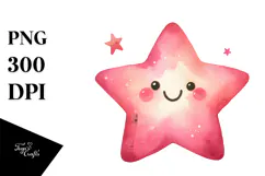 Pinkish Smiling Star PNG Product Image 1