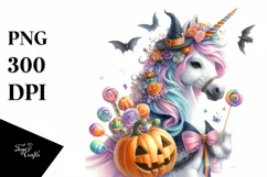 Watercolor Pastel Unicorn Halloween | Clipart Product Image 1