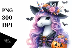 Watercolor Pastel Unicorn Halloween | Clipart Product Image 1