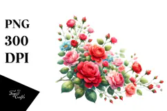 Colorfull Carnation and Red Roses PNG Product Image 1