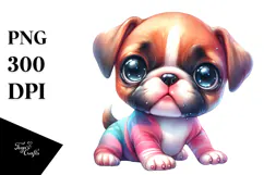 Expressive Baby Boxer in Watercolor PNG Product Image 1