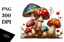 Detailed Wooden Stained Mushroom Watercolor Splash PNG Product Image 3