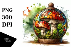 Detailed Wooden Stained Mushroom Watercolor Splash PNG Product Image 1