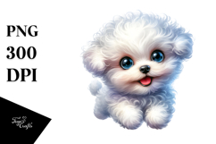 Watercolor Baby Bichon Frise with Big Eyes, Transparent PNG Product Image 1