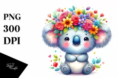 Colorful Koala with Flower Crown Clipart Product Image 1