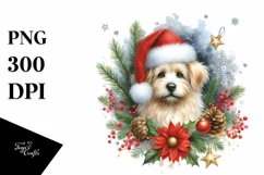 Simple Watercolor Christmass Dog PNG Product Image 3