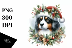 Simple Watercolor Christmass Dog PNG Product Image 3